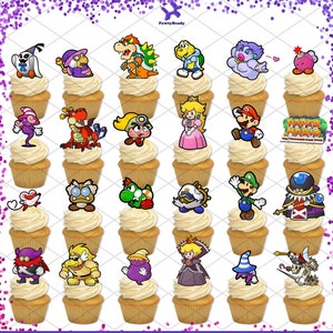 Adornos para puerta con motivo de los mil años de Paper Mario, cupcakes, decoraciones para fiestas de cumpleaños, juego Super Mario