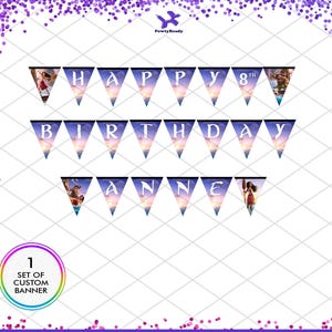 Custom Moana 2 Birthday Banner, Personalized Sailing Wayfinding Flag Bunting Pennant, Princess Girl Party, Wall Hanging, Room Decor Nursery Custom Name Age