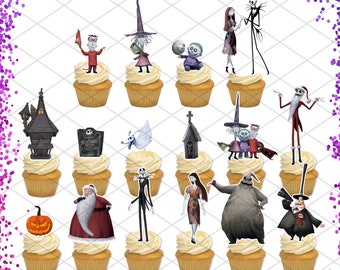 Nightmare Christmas Toppers Cupcakes Birthday Party Decorations Before Jack Sally