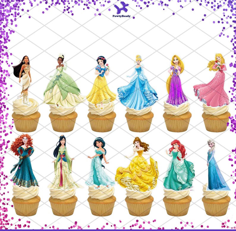 Disney Princess Cupcake Toppers Birthday Party Food Picks Cake ...