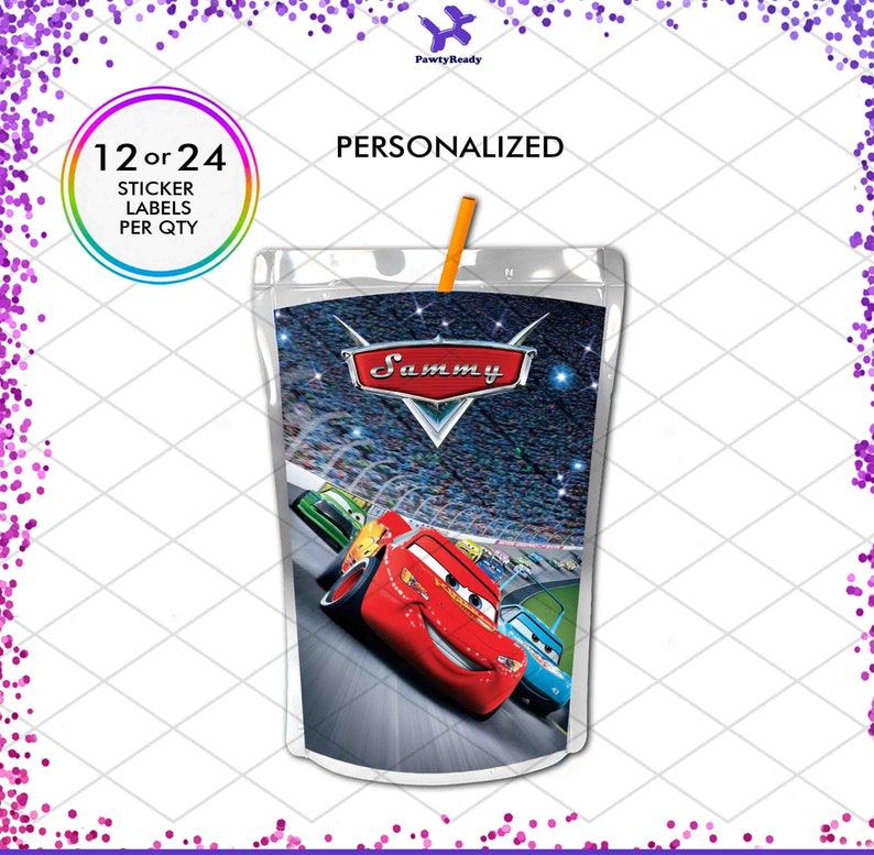 Cars Lightning Mcqueen Capri Sun Juice Pouch Sticker Labels Etsy