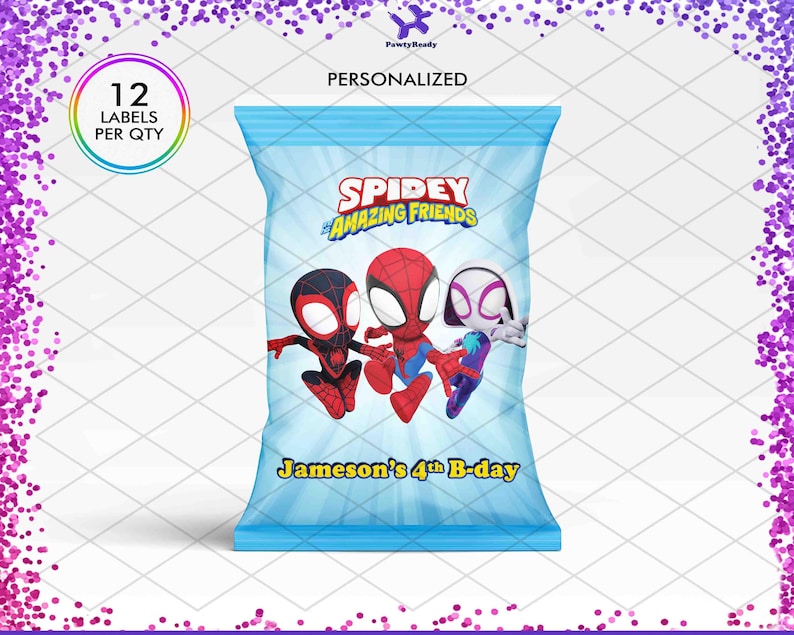 Custom Spidey and His Amazing Friends Chip Bags, Superhero Potato Snack ...