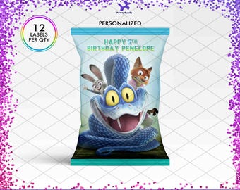 Bolsa de papas fritas personalizada de Zootopia 2, regalo de fiesta de superhéroes, etiqueta de caramelo de cumpleaños personalizada, envoltorio de Judy, Nick, oficial de policía