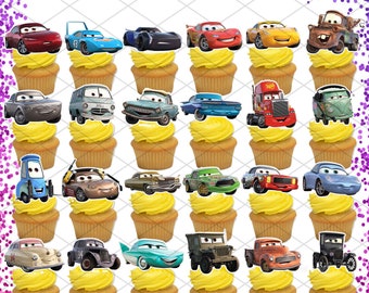 Cars Cupcake Toppers Birthday Party Food Picks Cake Decoration Lightning McQueen Doc Cruz Mater Jackson Red Mack Chick