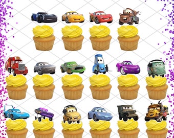 Cars Cupcake Toppers Birthday Party Food Picks Cake Decoration Lightning McQueen Doc Cruz Mater Jackson Red Mack Chick