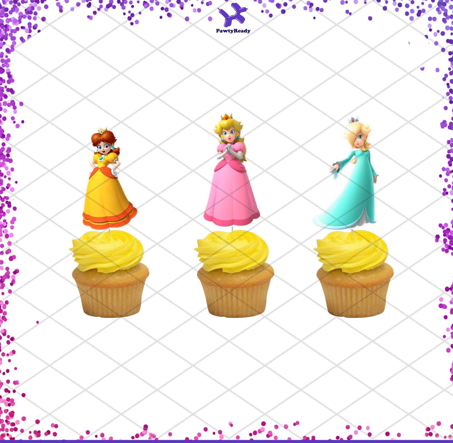 Princess Peach Daisy Rosalina Super Mario Cupcake Toppers Birthday ...