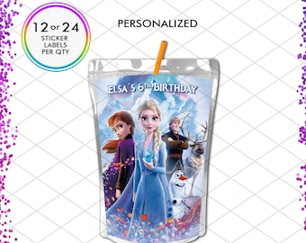 Frozen Iced Princess Capri Sun Juice Pouch Sticker Labels Favors Birthday Party Decoration Filler Gift Loot Bag Anna Elsa Olaf