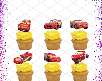 Cars Cupcake Toppers Birthday Party Food Picks Cake Decoration Lightning McQueen Mater Tow Truck Movie Racing