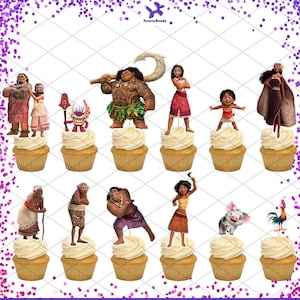 Puede incluir: Conjunto de 10 adornos para cupcakes con personajes de la pel&iacute;cula animada Moana. Los adornos incluyen a Moana, Maui, Pua el cerdo, Hei Hei el gallo, la abuela Tala y m&aacute;s. Los adornos est&aacute;n impresos en cartulina de alta calidad y son perfectos para a&ntilde;adir un toque de magia de Moana a tu pr&oacute;xima fiesta.