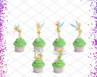 Adornos para cupcakes de hadas Campanilla, palillos para comida de fiesta de cumpleaños, decoración de pasteles, hadas de aventuras mágicas