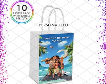 Moana Party Favor Bags, Personalized Girl Gift, Decorations for Shower, Gender Reveal 1st Birthday Celebration