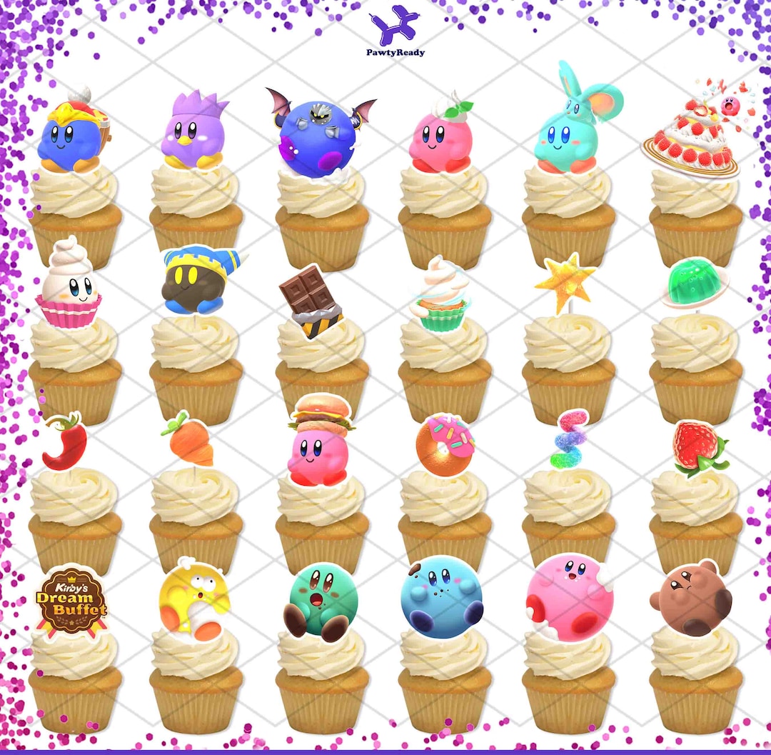 Kirby Dream Buffet Cupcake Cake Toppers Centerpiece Mixed Birthday Party Decorations Etsy