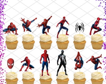 Spiderman Cupcake Toppers Birthday Party Decorations Super Hero Spider