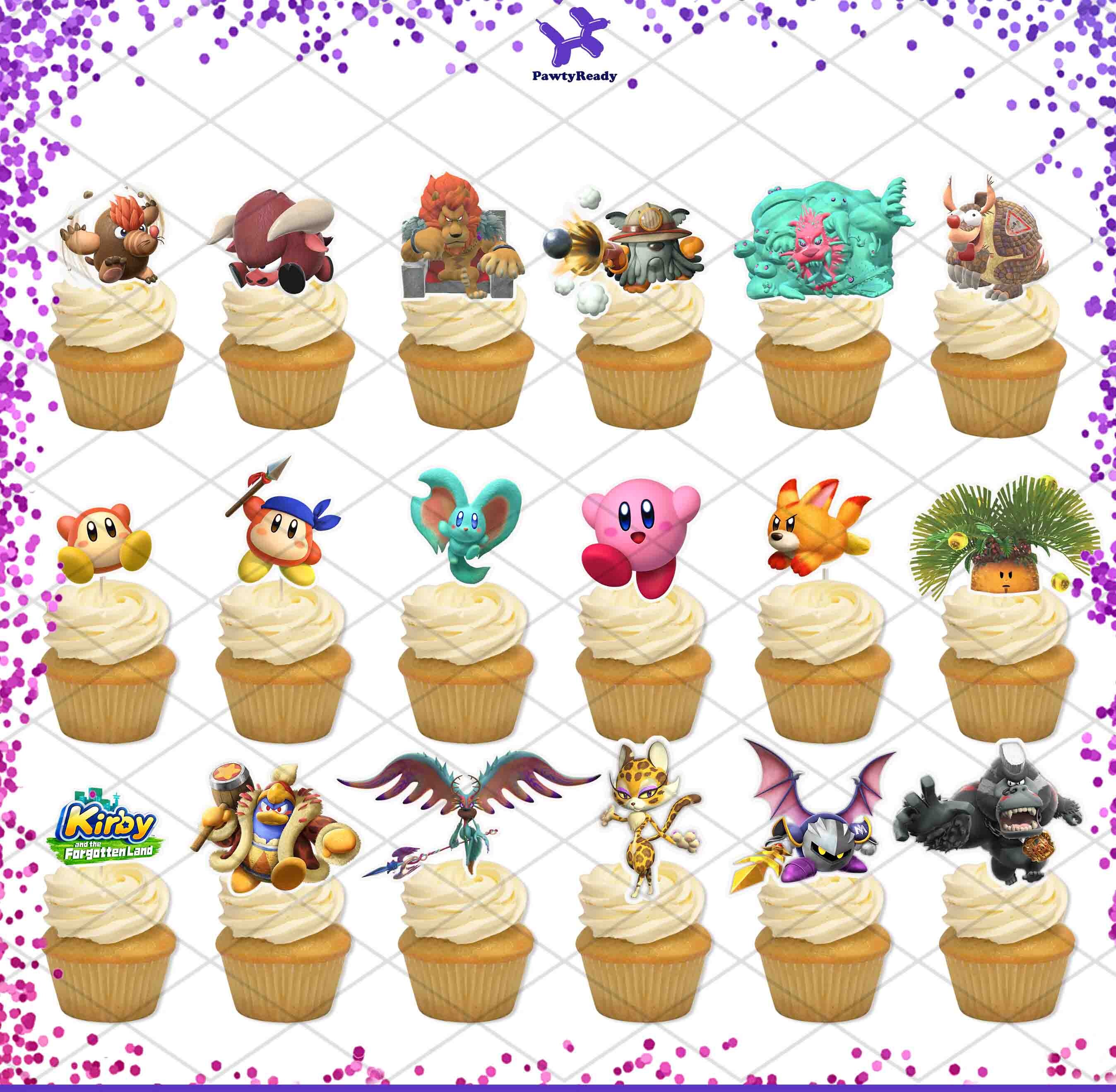 Kirby Cupcake Cake Toppers Centerpiece Mixed Birthday Party Etsy