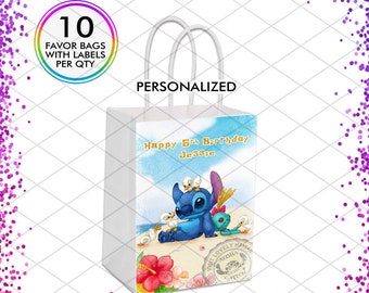 Lilo and Stitch Angel Party Favor Bags, Personalized Birthday Gift, Custom Decorations for Cute Aliens and Space theme