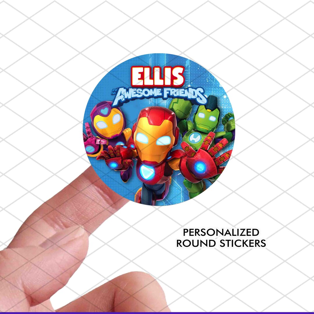 Ironman and His Awesome Friends Personalized Stickers, Custom Birthday ...