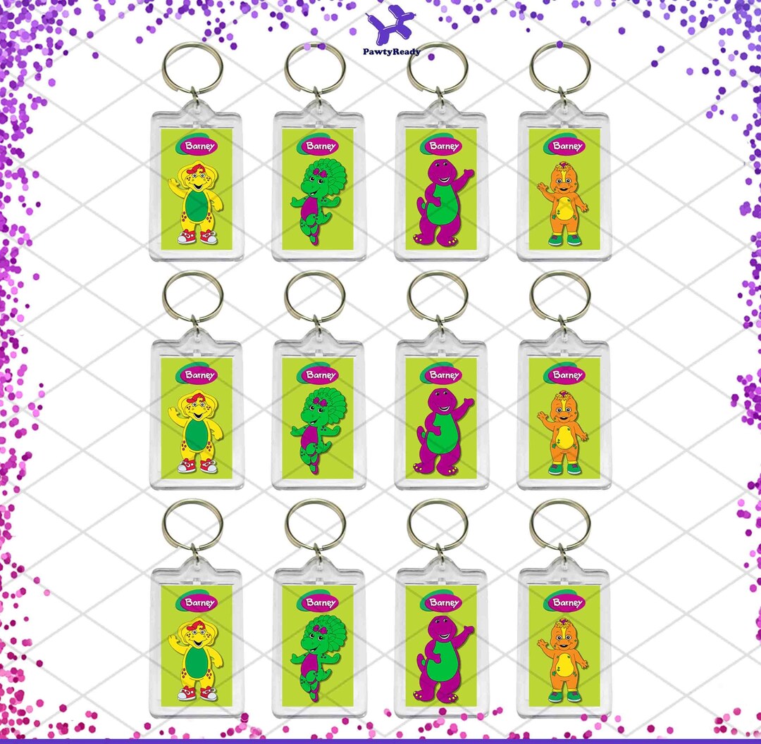 Barney Keychains Favors Supplies Birthday Party Favor Gifts Etsy