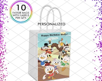 Ducktales Movie Party Favor Bags, Personalized Donald Duck Family Birthday Gift, Set of 10