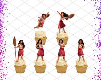 Moana 2 Sisters Toppers Cupcake Birthday Party Cake Decorations Kakamora Matangi Maui Simea Sailing Adventure Princess