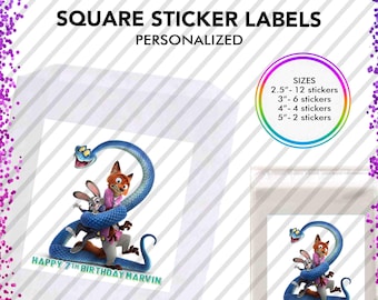 Zootopia Sticker Labels Favors Birthday Party Decoration Filler Gift Loot Bag Judy Nick Police