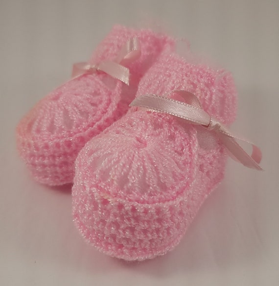 Pink Crochet Baby Booties - image 1