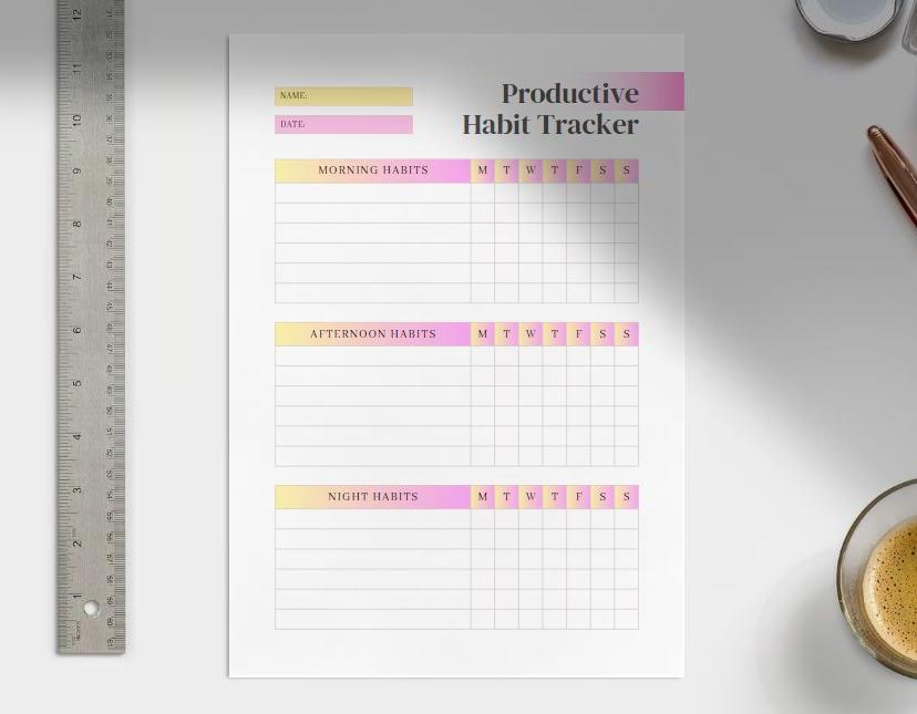 Minimalist Daily Habit Tracker - Printable PDF for Building Goal-Oriented Daily Habit Tracker Printable - Stay on Track & Achieve More