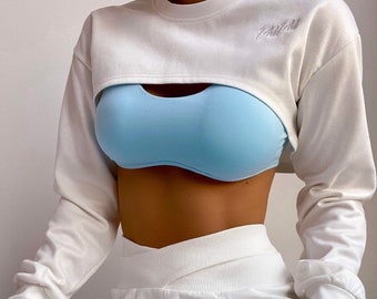 Crossover Waist Sweatpants & Cutout Cropped Sweatshirt Set | Trendy 2-Piece Lounge Set | 3 Colors
