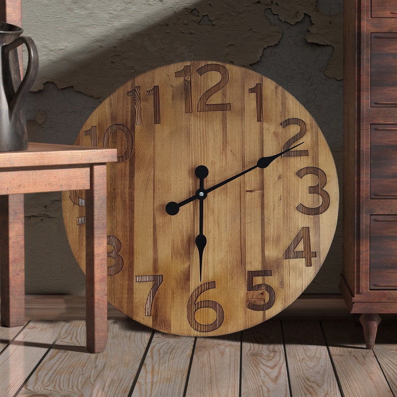 View of Reclaimed Wood Clock - Etsy UK