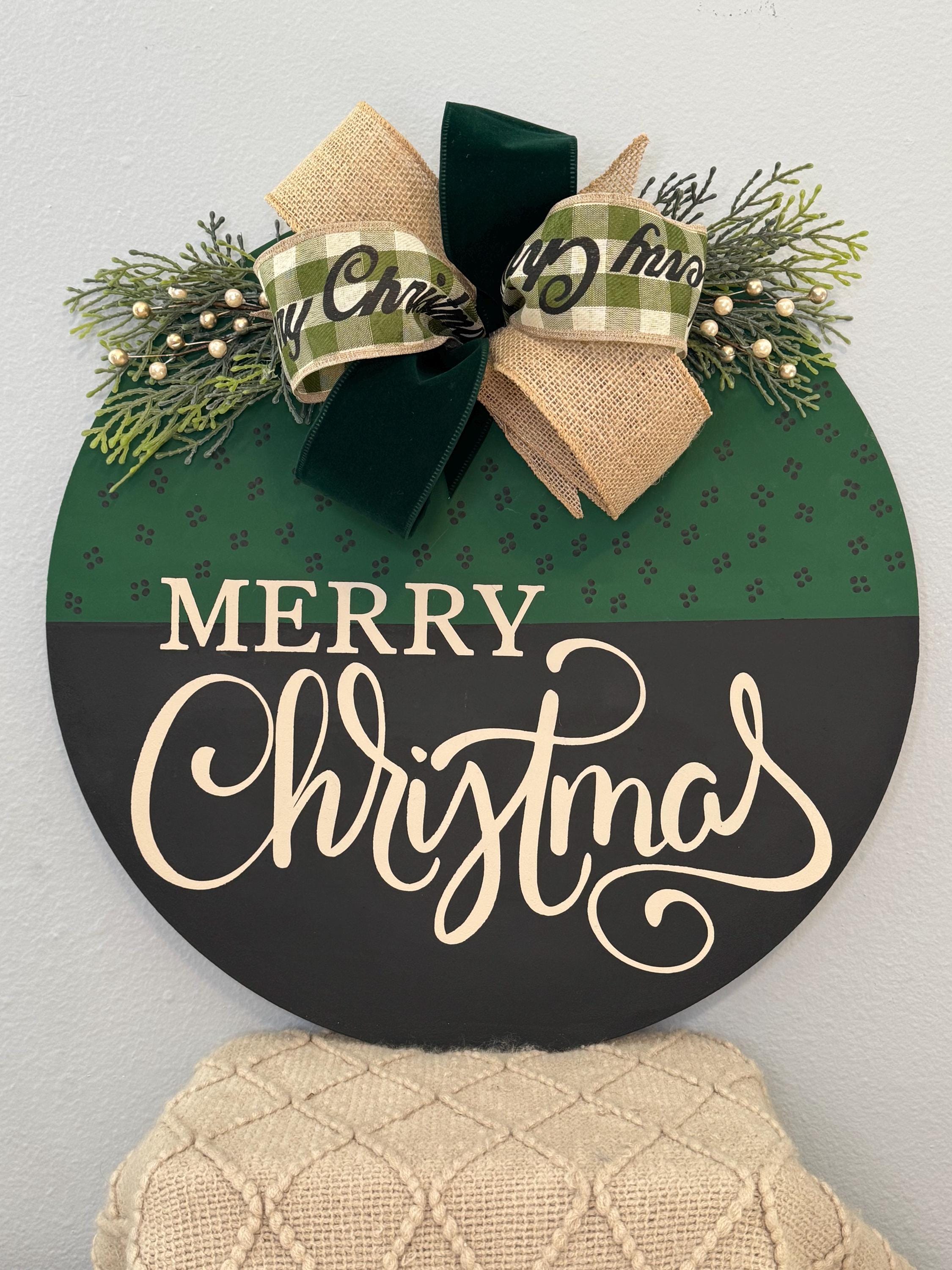 Christmas 18-inch Round Sign, Completely Hand-painted, Holiday Front ...