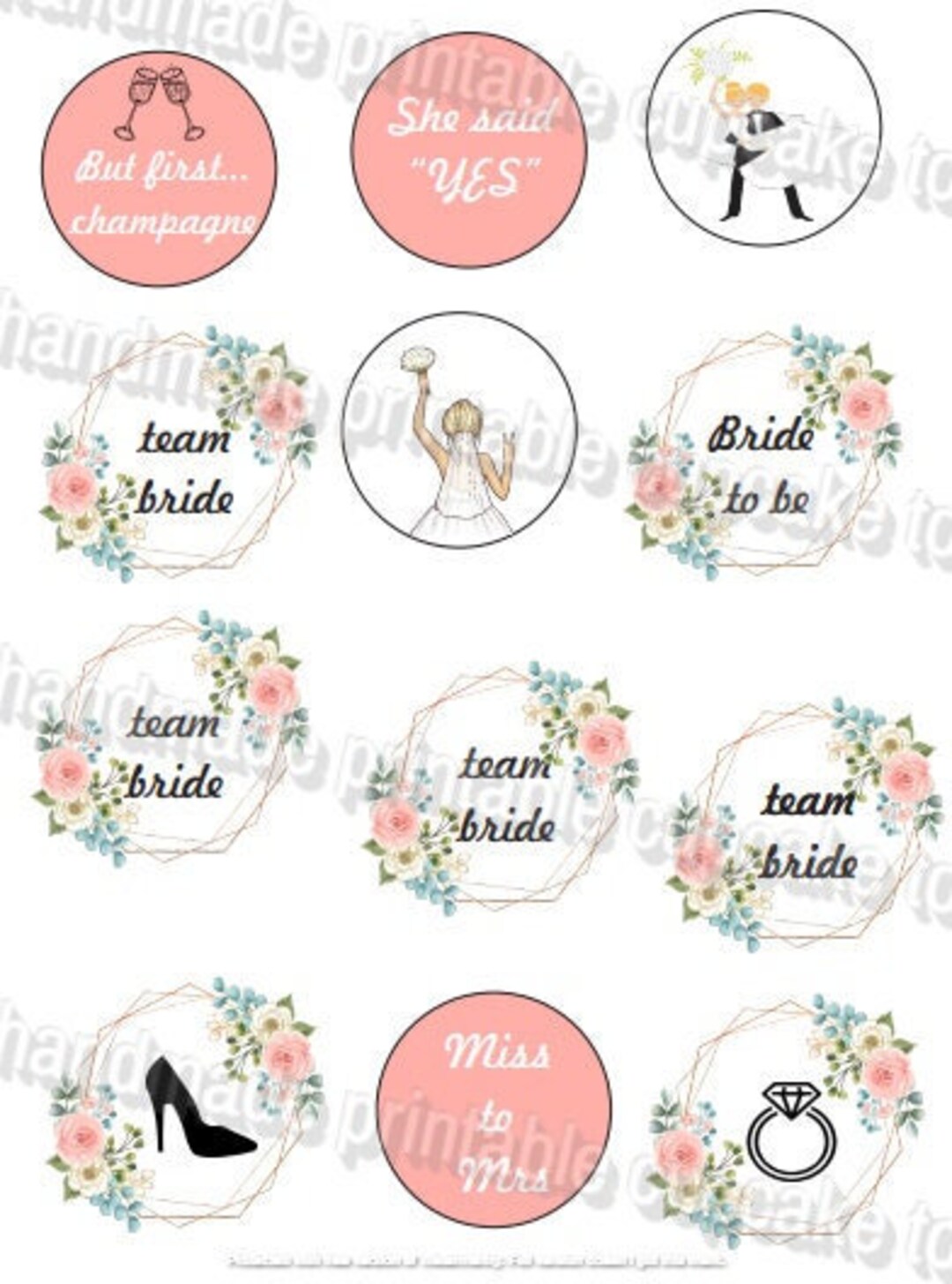 Printable Bachelorette Party Cupcakes/cake Toppers digital - Etsy