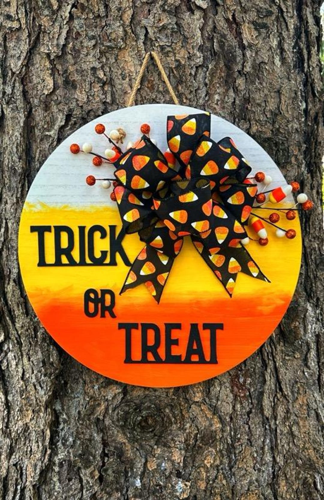 Trick or Treat Candy Corn Door Sign - Etsy
