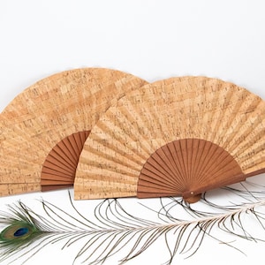 Cork Vegan Hand Fan,Handmade Wooden Fan Women, Classic Folding Fan, Church Fan, Gift, Birthday Gift, Gift for Her, Mothers Day Gifts