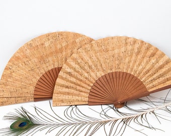 Cork Vegan Hand Fan,Handmade Wooden Fan Women, Classic Folding Fan, Church Fan, Gift, Birthday Gift, Gift for Her, Mothers Day Gifts