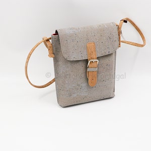Bolso bandolera de corcho gris con detalles en corcho natural, regalo perfecto, bolso bandolera gris, nuevo bolso bandolera