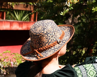 CORK COWBOY HAT Western Style Portuguese Tile Men Women Cow Girl Hat Cork Hat Gifts for Him Birthday Gift Unisex Cowboy Hats Cork Leather