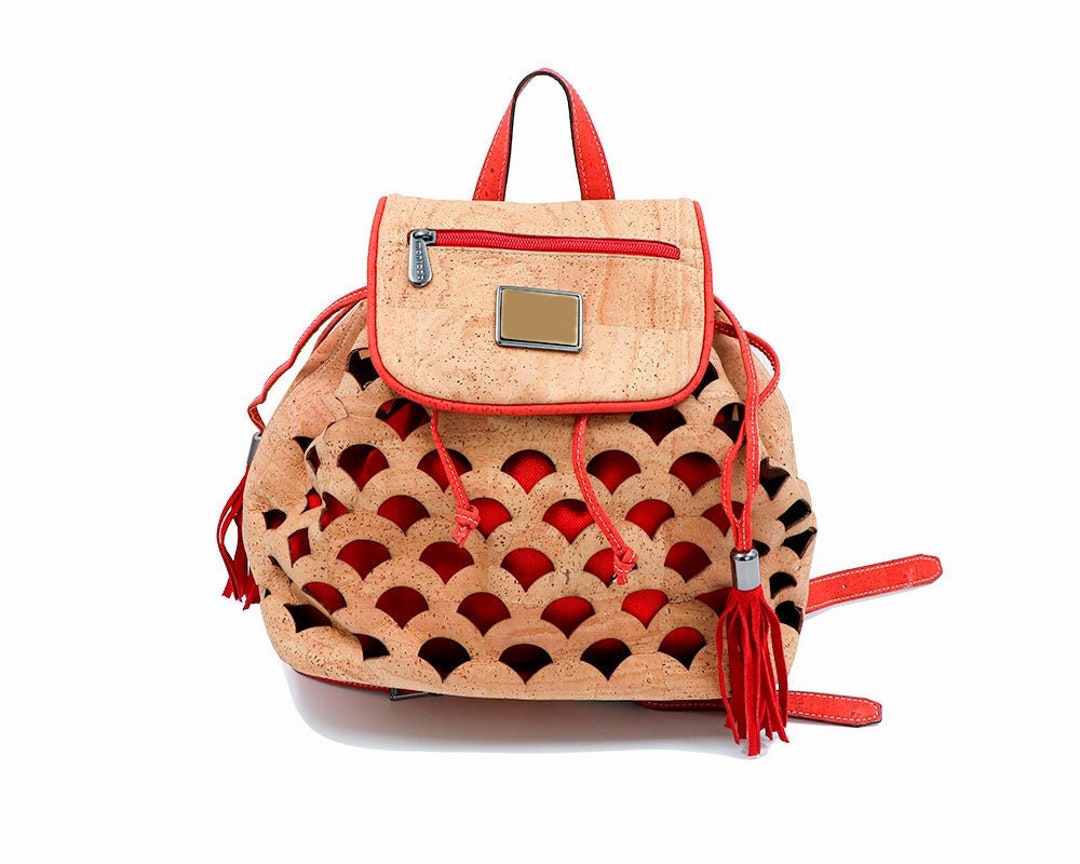 Cork Backpack Prestige Collection Cork Bagvegan Bag Natural Etsy
