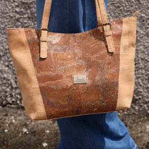 Bolso de hombro de corcho, bolsos de mujer, regalo vegano orgánico, monederos, bolsos de corcho, regalos para esposa, ecológico, regalo para ella, bolso de compras de corcho