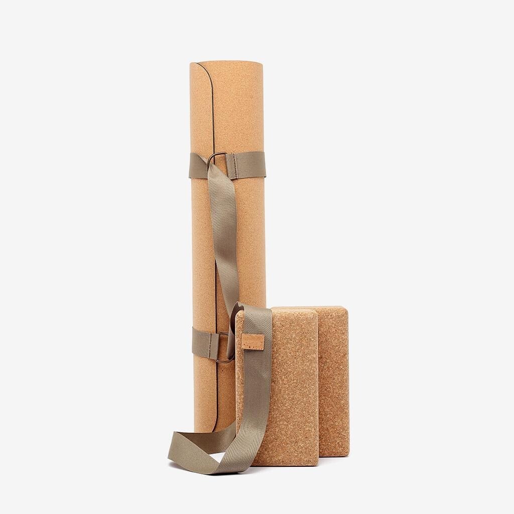 Set Cork Yoga Mat,Cork Block,High Grip,Yoga Mat,Pilates Mat,Exercise Mat, Made in Portugal, Natural Cork,Cork Yoga Accessories