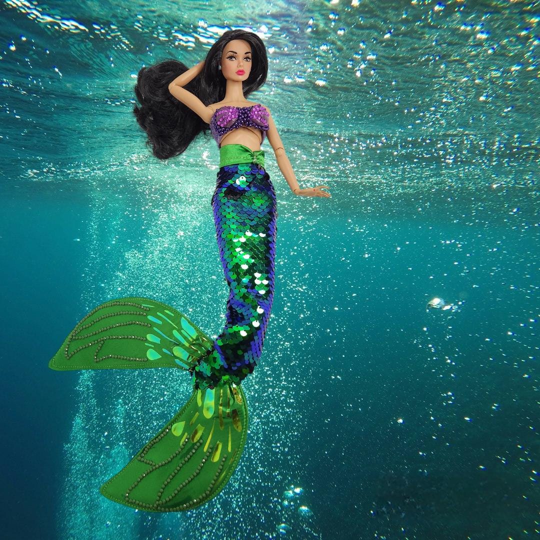 Mermaid *tail Only* for 1/6 Scale Dolls (11-12in, 28-30cm)
