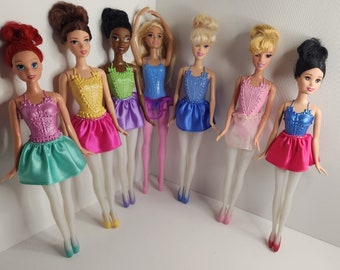 Disney Princess Ballerina Dolls (Six) and One Ballerina Barbie