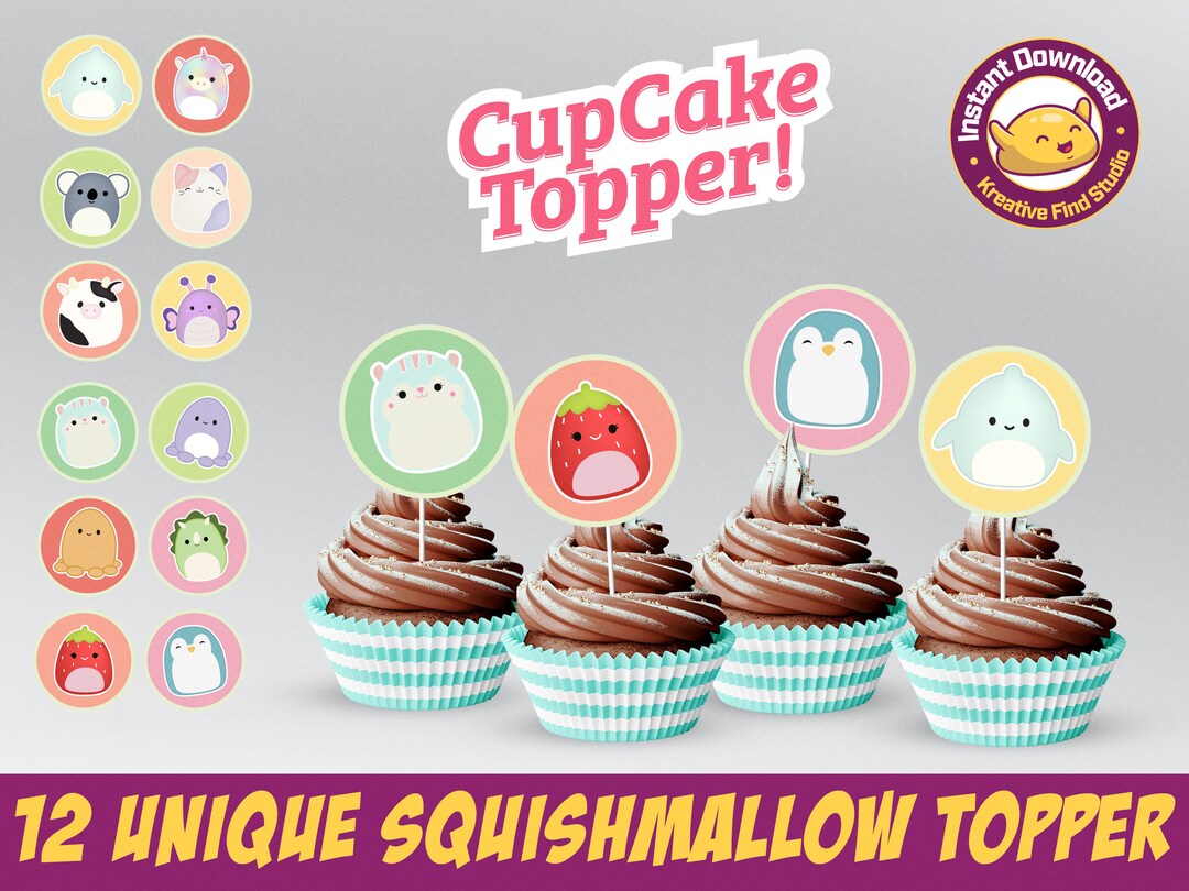 Squishmallow Cupcake Topper, Squishmallow Party, Squishmallow Birthday
