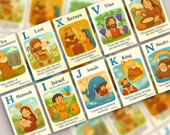 Bible A-Z Flashcards: Christian Alphabet Cards with Verses (Digital Download
