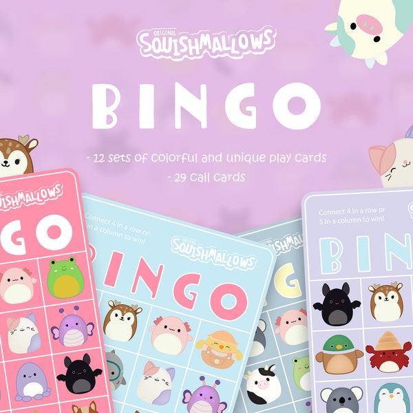 Squishmallows BINGO, Squishmallows Bingo Printable, Bingo, Squishmallows, Party Game, Squishmallows Game