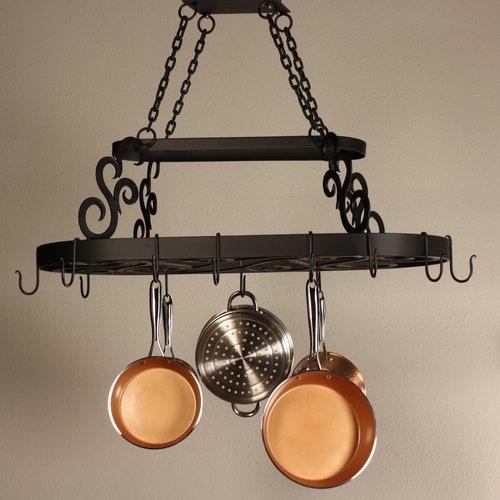 Wrought Iron Kitchen Pot Rack Ceiling Mount Amish Handmade Etsy