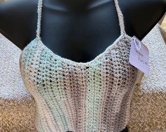 Crochet Halter Top, Handmade Crocheted Top, Crocheted cami