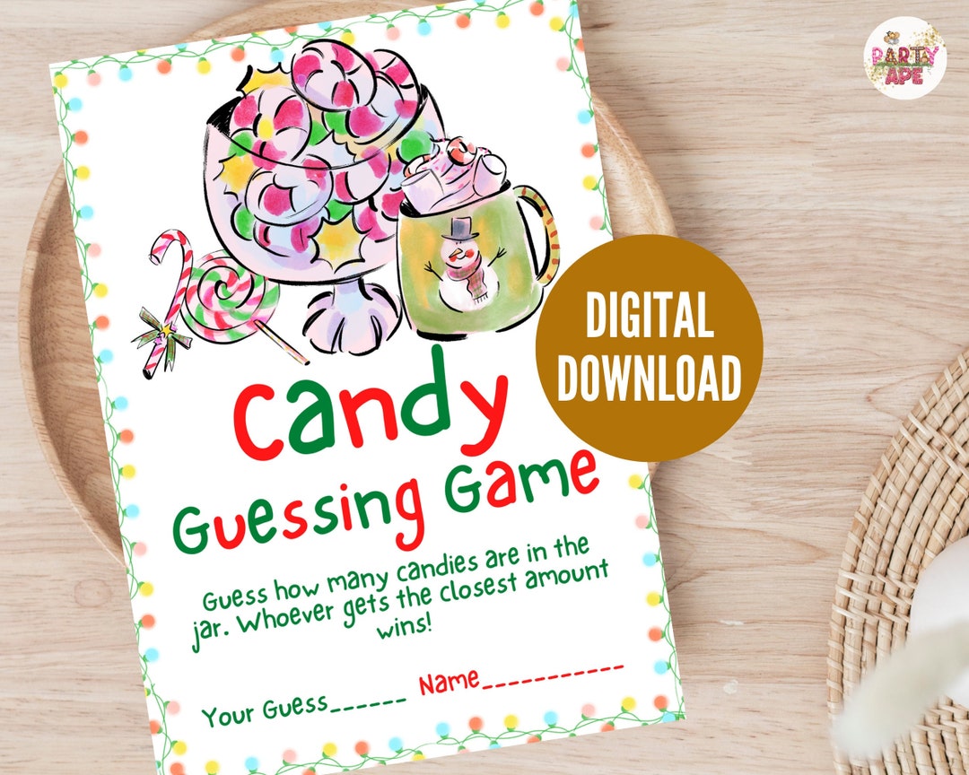 Christmas Candy Guessing Game, Candy Cane Game, Guess How Many Candies