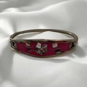 Vintage Alpaca Mexico Sterling Silver 925 Flower Inlay