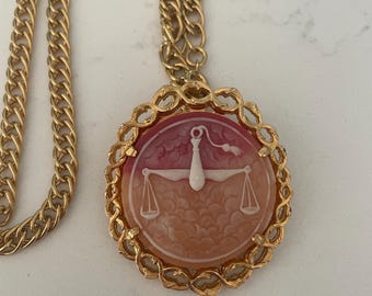 Vintage Judy Lee Libra Scales Brooch/Pendant Necklace