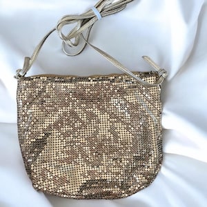 Whiting & Davis Vintage Gold Mesh Crossbody Evening Bag