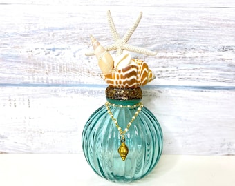 Shell Bottle, Beach Decor, Decorative Bottle, Beach House, Ocean Lover's Gift, Shell Art